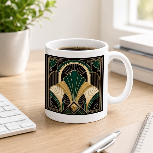 Tasse mit Art-Deco-Fächermotiv