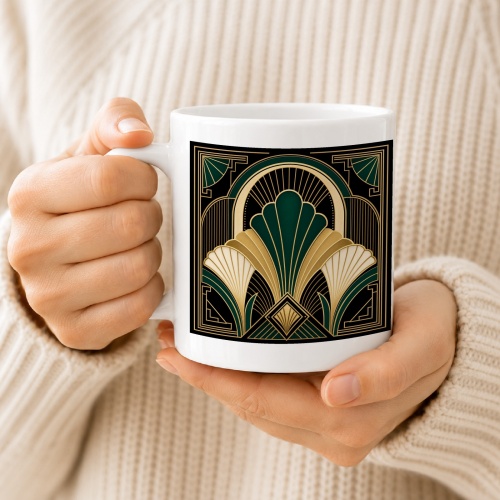 Tasse mit Art-Deco-Fächermotiv