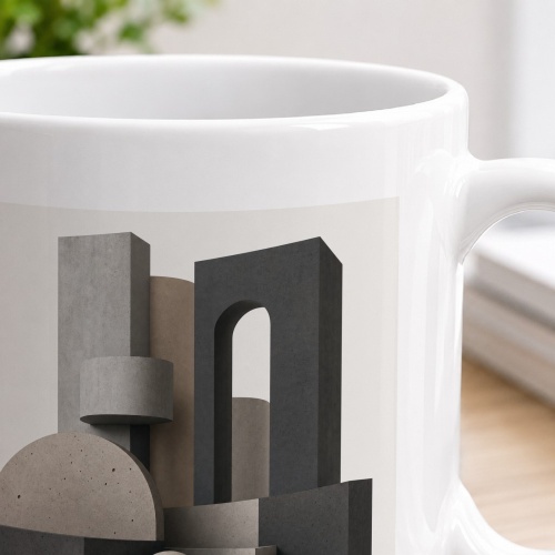 Tasse mit abstraktem Architekturmotiv