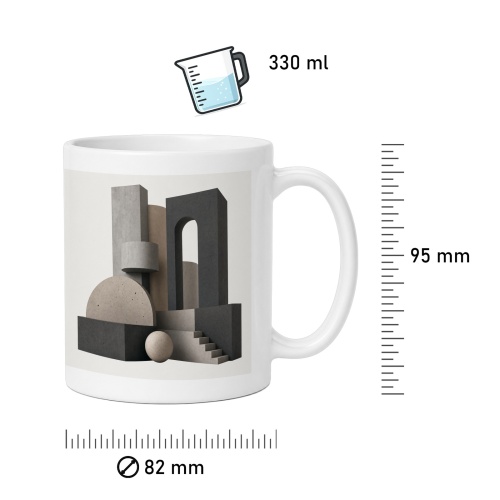 Tasse mit abstraktem Architekturmotiv