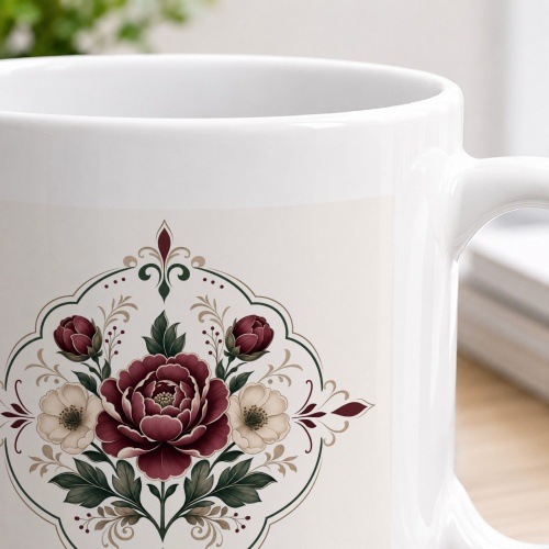 Tasse mit Blumenillustration