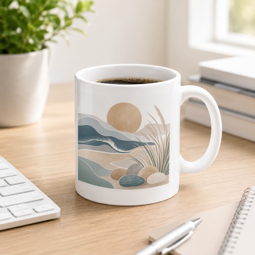 Tasse mit abstraktem Landschaftsmotiv