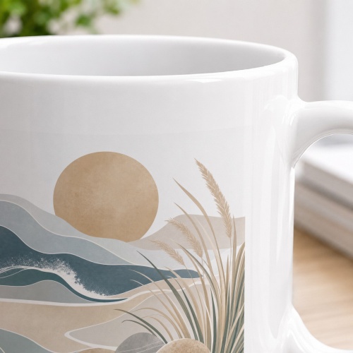 Tasse mit abstraktem Landschaftsmotiv