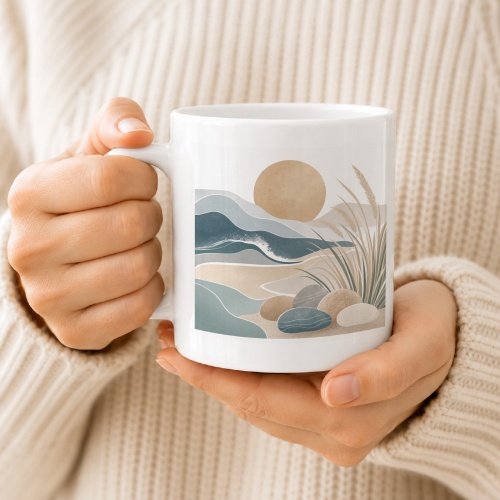 Tasse mit abstraktem Landschaftsmotiv
