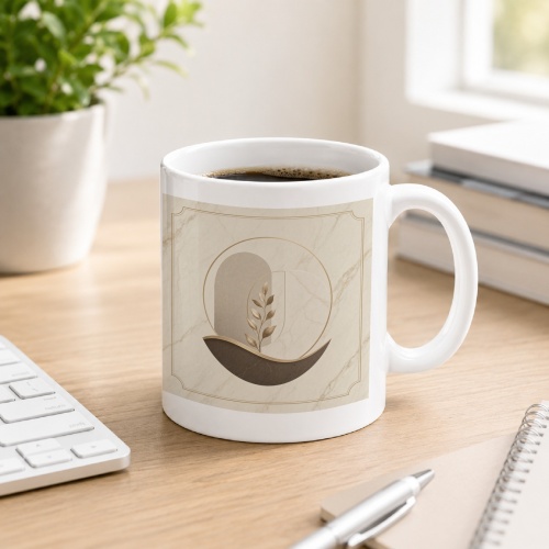 Tasse mit abstraktem Bogenmotiv