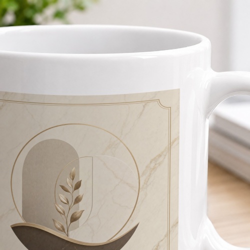 Tasse mit abstraktem Bogenmotiv