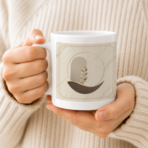 Tasse mit abstraktem Bogenmotiv