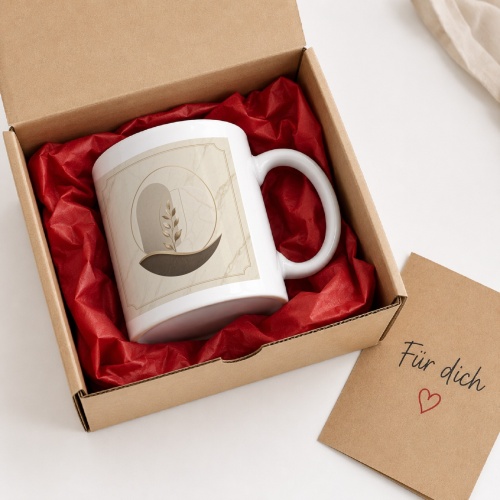 Tasse mit abstraktem Bogenmotiv