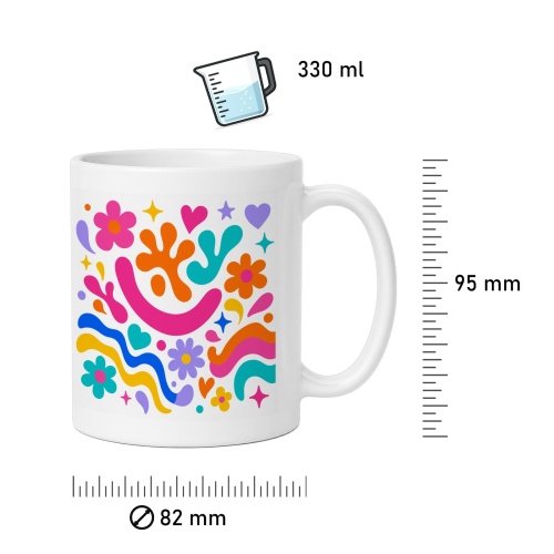 Tasse mit buntem Blumenmotiv