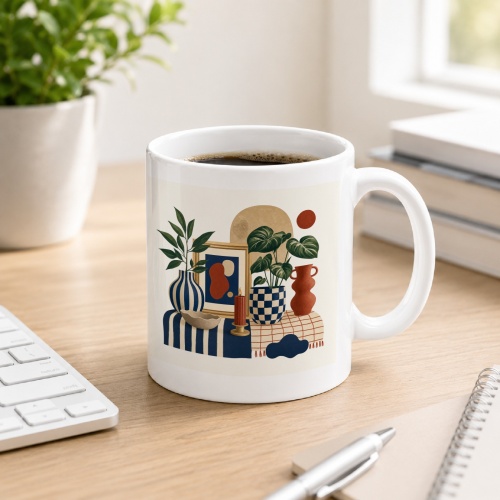 Tasse mit Wohnillustration