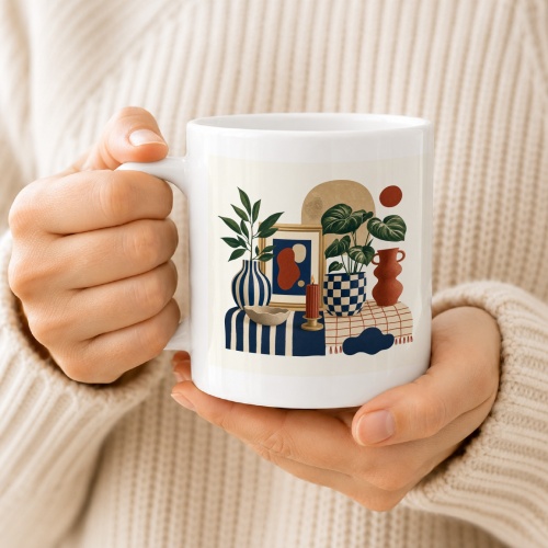 Tasse mit Wohnillustration