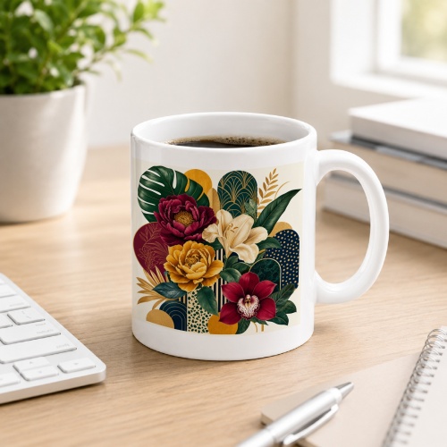 Tasse mit Blumenillustration