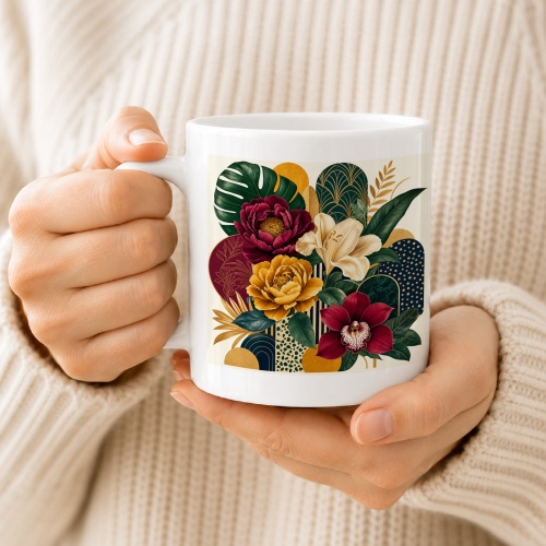 Tasse mit Blumenillustration