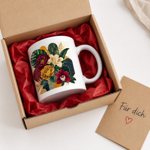 Tasse mit Blumenillustration