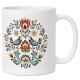 Tasse mit Blumen- und Vogelmotiv