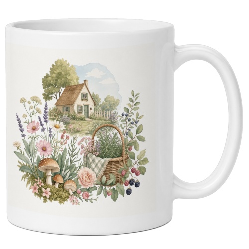 Tasse mit Cottage-Gartenmotiv