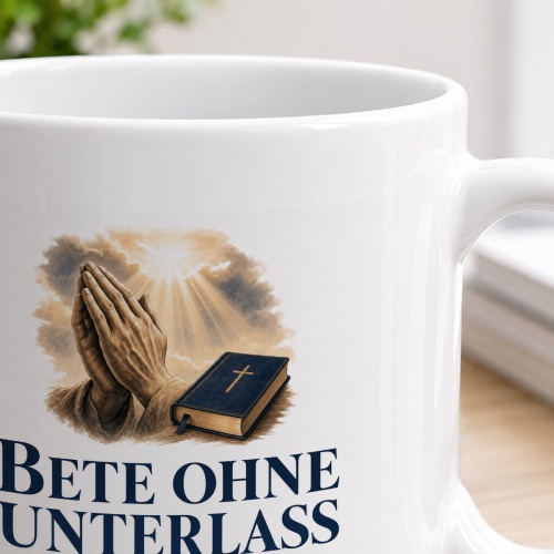 Tasse »Bete ohne Unterlass Vertraue auf Gottes Führung.«