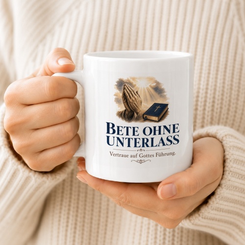 Tasse »Bete ohne Unterlass Vertraue auf Gottes Führung.«