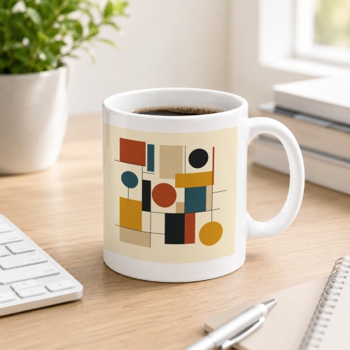 Tasse mit abstraktem geometrischem Motiv