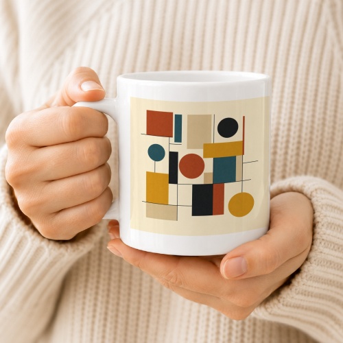 Tasse mit abstraktem geometrischem Motiv