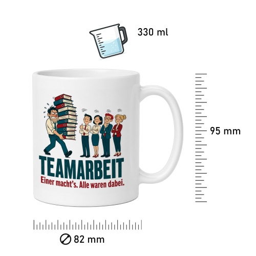 Tasse »Teamarbeit Einer macht’s. Alle waren dabei.«