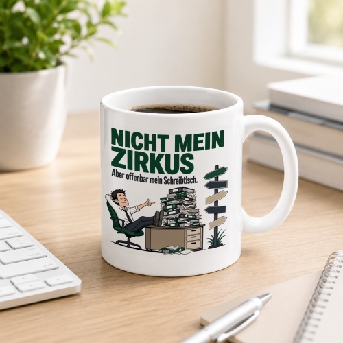 Tasse »Nicht mein Zirkus Aber offenbar mein Schreibtisch.«
