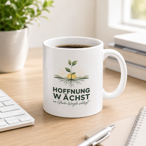 Tasse »Hoffnung wächst wo Glaube Wurzeln...