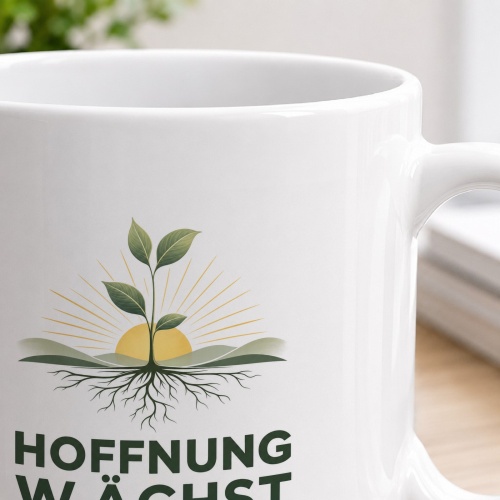 Tasse »Hoffnung wächst wo Glaube Wurzeln schlägt.«