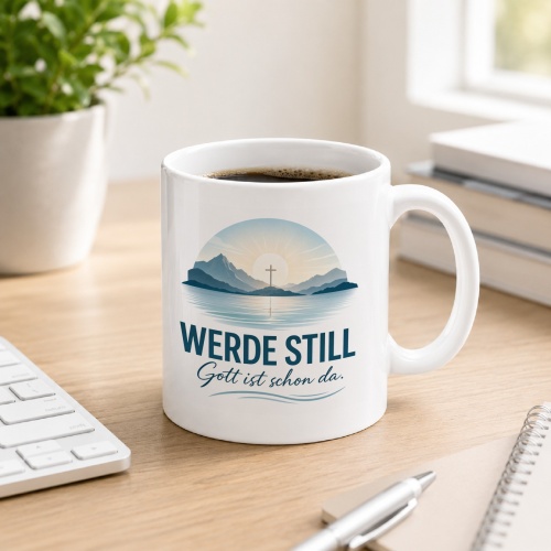 Tasse »Werde still Gott ist schon da.«