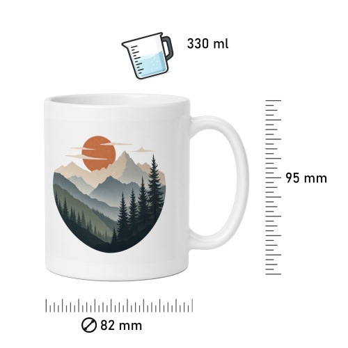 Tasse mit Berglandschaft-Motiv