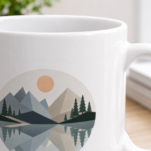 Tasse mit Berglandschaft