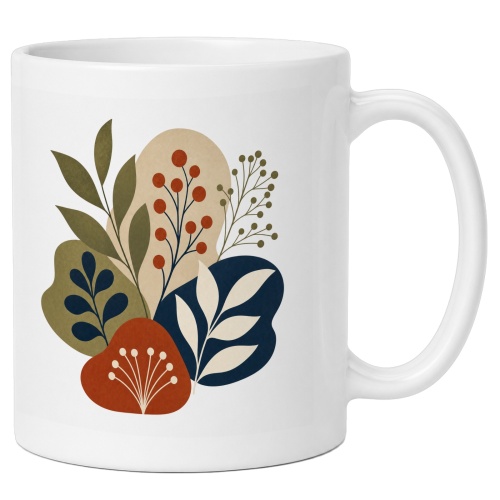 Tasse mit botanischer Blätterillustration