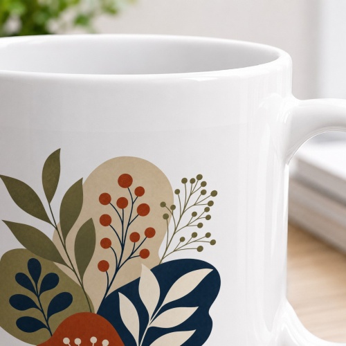 Tasse mit botanischer Blätterillustration