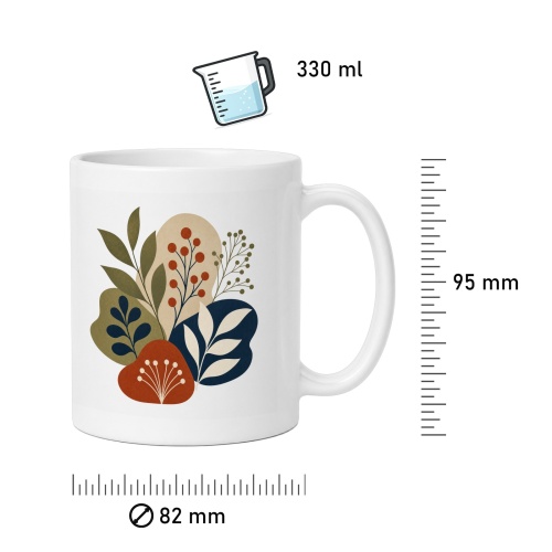 Tasse mit botanischer Blätterillustration