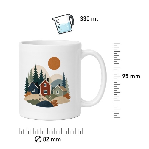 Tasse mit Waldhaus-Motiv