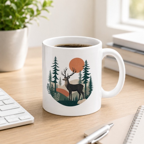 Tasse mit Hirschmotiv
