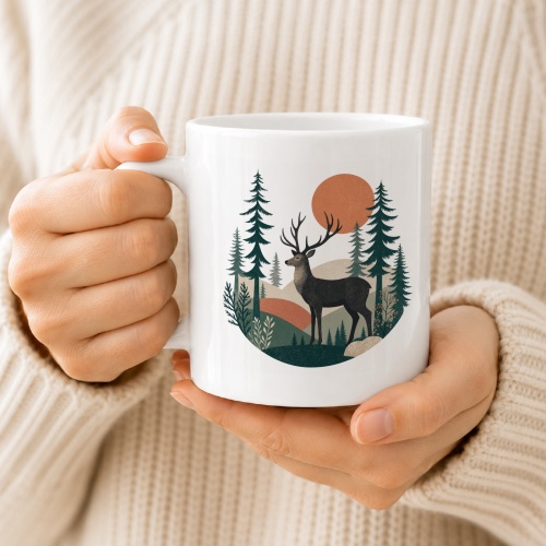 Tasse mit Hirschmotiv