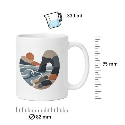 Tasse mit Küstenlandschaft