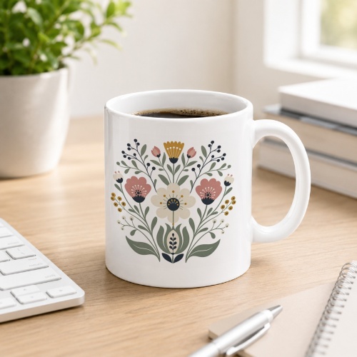Tasse mit Blumenillustration