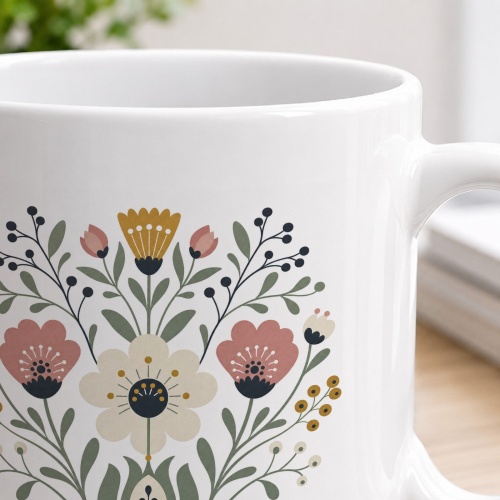 Tasse mit Blumenillustration