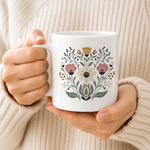 Tasse mit Blumenillustration