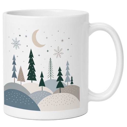 Tasse mit winterlichem Waldmotiv