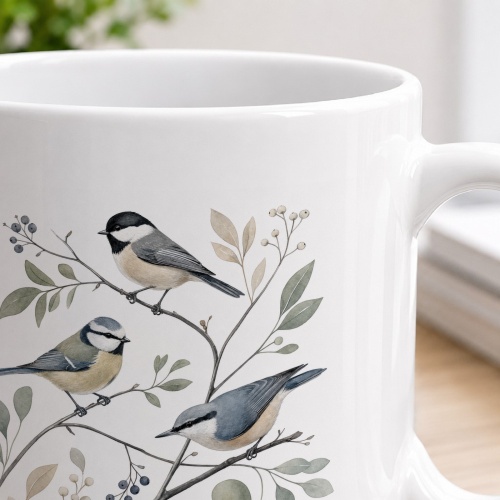 Tasse mit Vogelmotiv