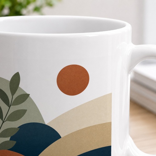 Tasse mit abstraktem Landschaftsmotiv