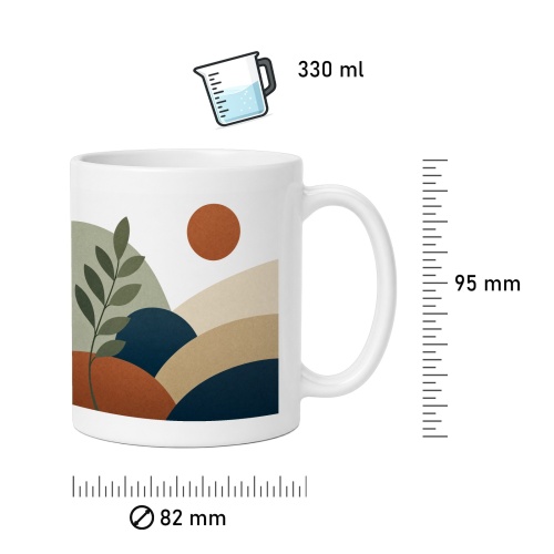 Tasse mit abstraktem Landschaftsmotiv