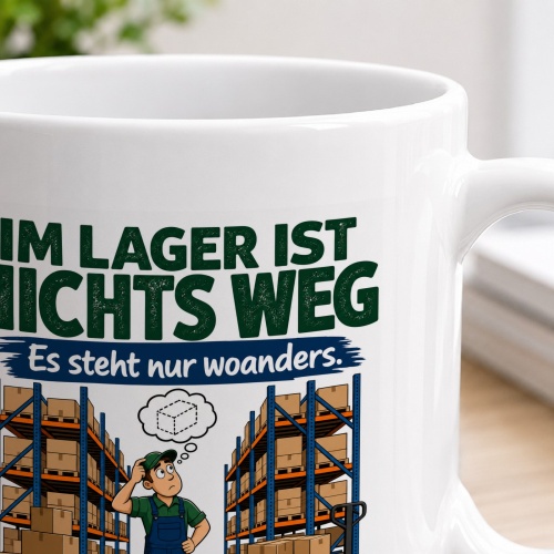 Tasse »Im Lager ist nichts weg. Es steht nur woanders.«