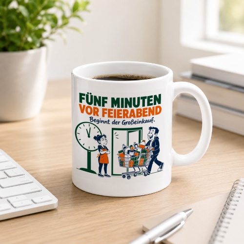 Tasse »Fünf Minuten vor Feierabend«