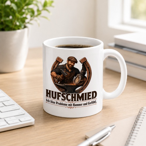 Tasse »Hufschmied Ich löse Probleme mit Hammer und Gefühl.«