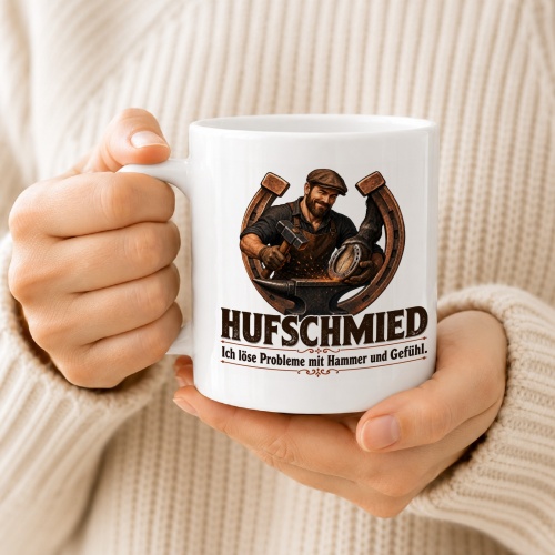 Tasse »Hufschmied Ich löse Probleme mit Hammer und Gefühl.«