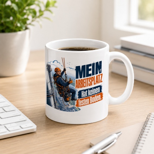 Tasse »Mein Arbeitsplatz hat keinen festen Boden.«